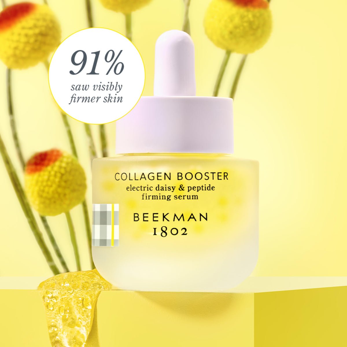 Beekman 1802 serum droplet on skin absorbing quickly for firmness