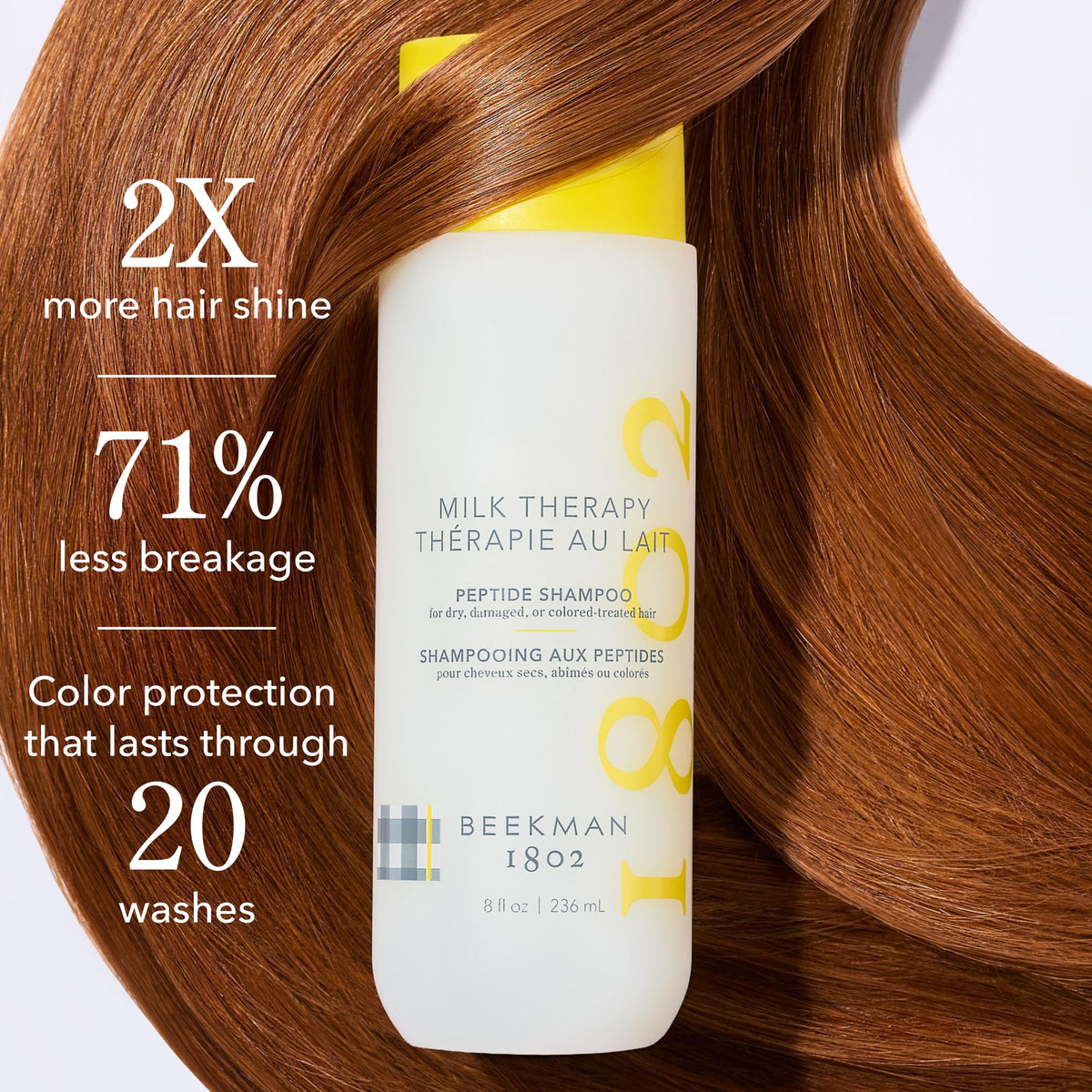 Beekman 1802 label close-up highlighting peptide and collagen ingredients