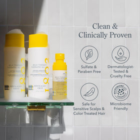 Beekman 1802 used on color-treated hair showing smoother shiny results