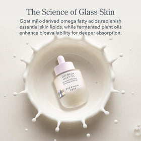 Beekman 1802 bottle beside hand showing 1 fl oz scale and travel-friendly benefit