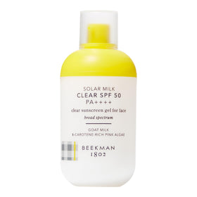 Beekman 1802 front packaging showing SPF 50 and clear sunscreen benefits