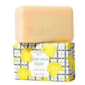 Beekman 1802 front bar packaging showing Sunshine Lemon scent and benefits