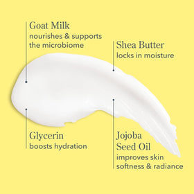 Beekman 1802 texture close-up showing creamy goat milk hydration