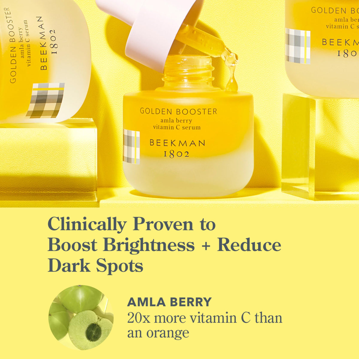 Beekman 1802 golden serum texture close-up showing fast absorption