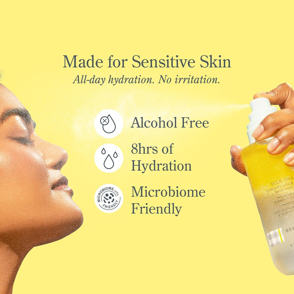 Beekman 1802 milky texture in hand highlighting hydrating, non-greasy feel