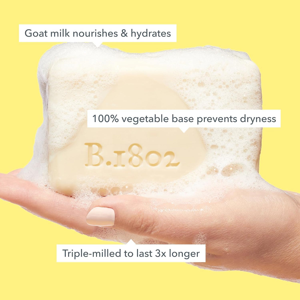 Beekman close-up of creamy soap texture highlighting rich lather and hydration