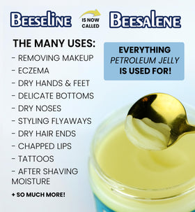 Beesaluxe Beesalene being applied to lips for softening and long-lasting moisture benefit