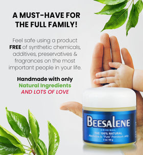 Beesaluxe Beesalene used on a baby's skin for gentle moisturizing and soothing benefit