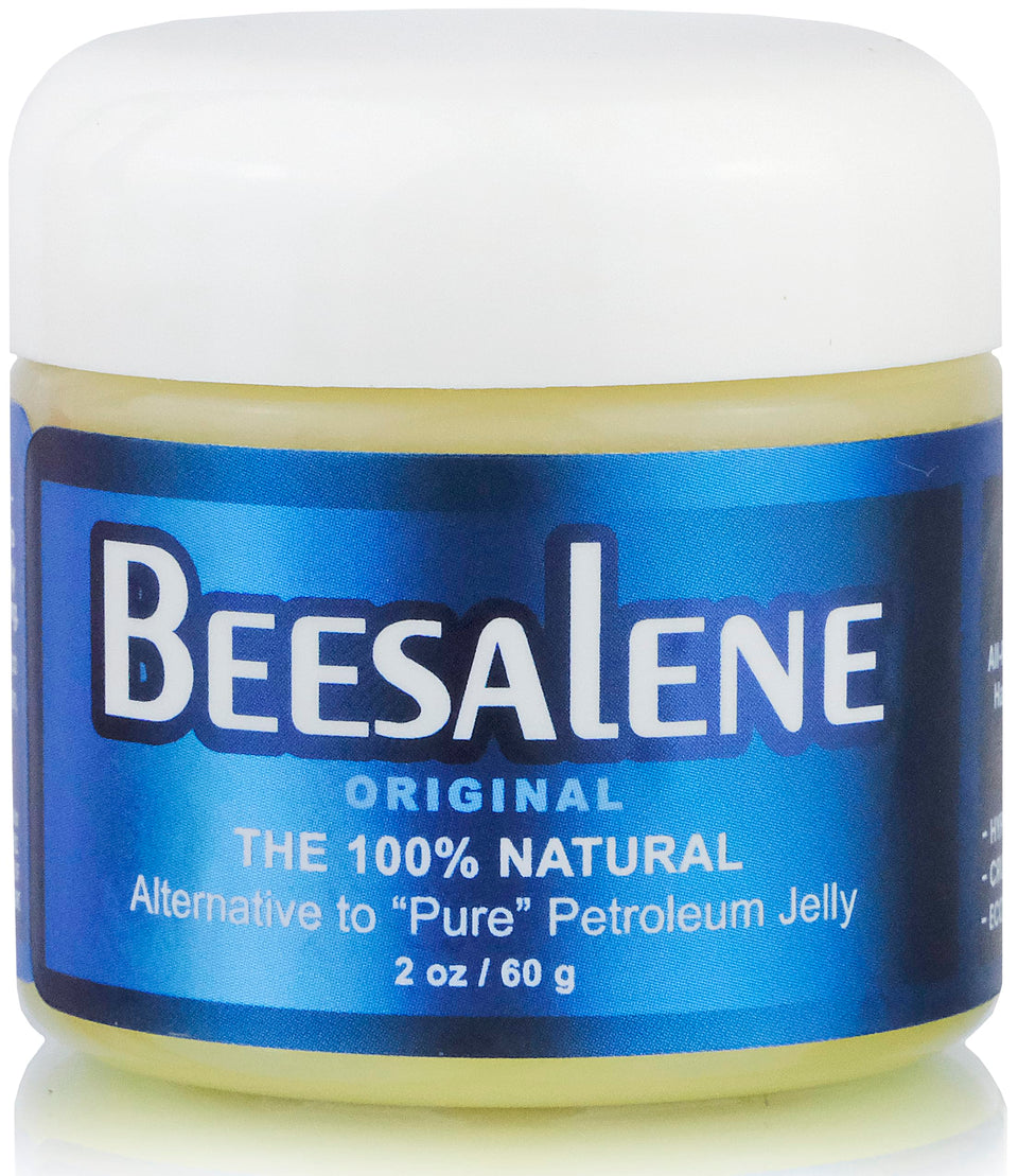 Beesaluxe Beesalene tin front showing label and compact size, natural alternative benefit