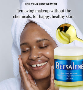 Removing eye makeup with Beesaluxe balm for gentle, effective cleansing benefit