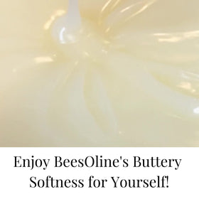 BeesOline jar on bathroom shelf styled to show natural routine and gentle care
