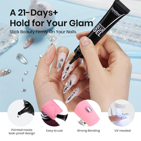 Beetles Gel Polish 15g nail glue bottle close-up for controlled gem placement