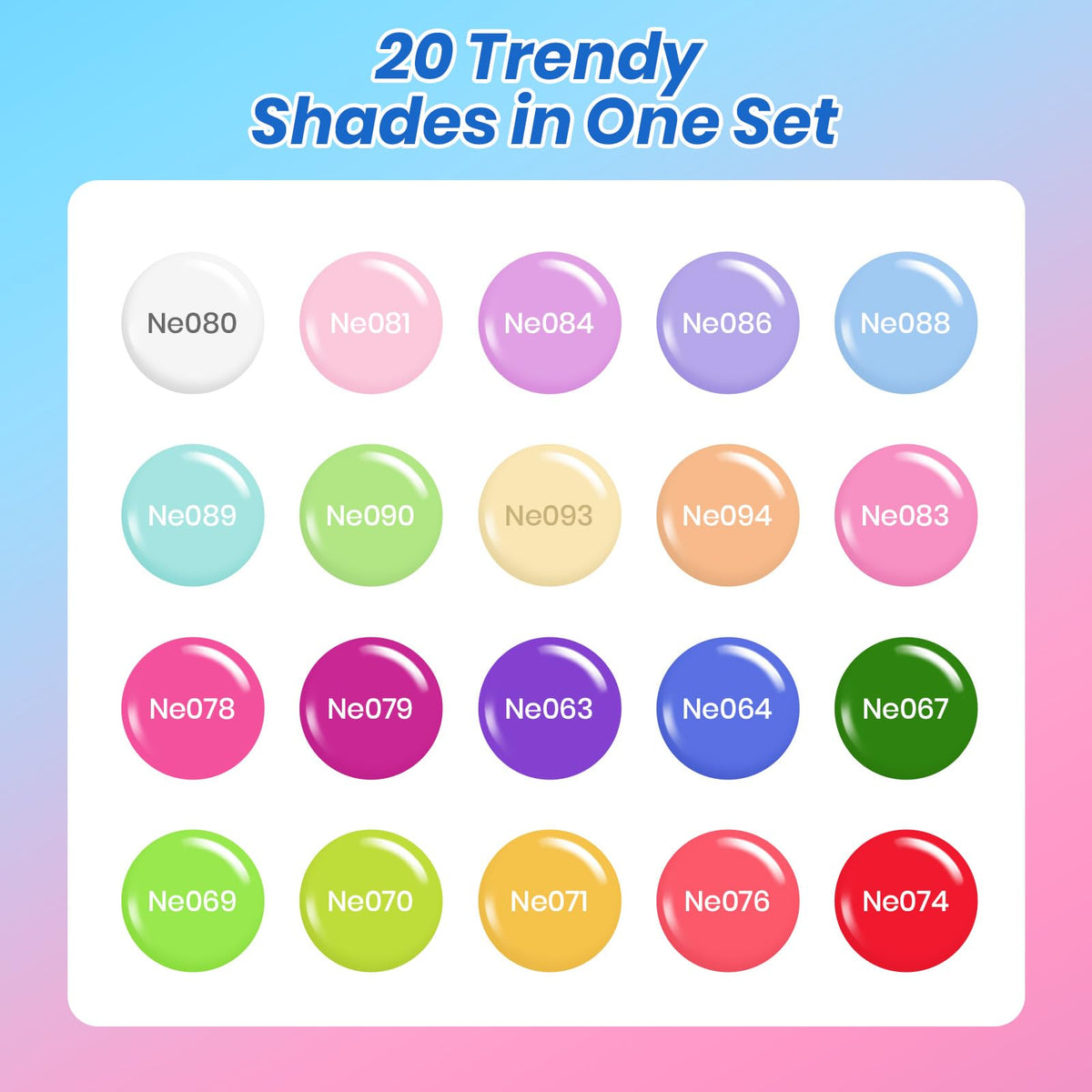beetles 20 color arrangement flatlay displaying pastel to neon range benefit: instant shade choice