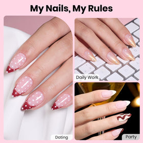 beetles gel polish spread of 288 almond tips illustrating variety and convenience