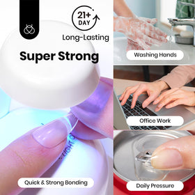 beetles gel polish bonding an acrylic tip at the nail edge demonstrating strong adhesion