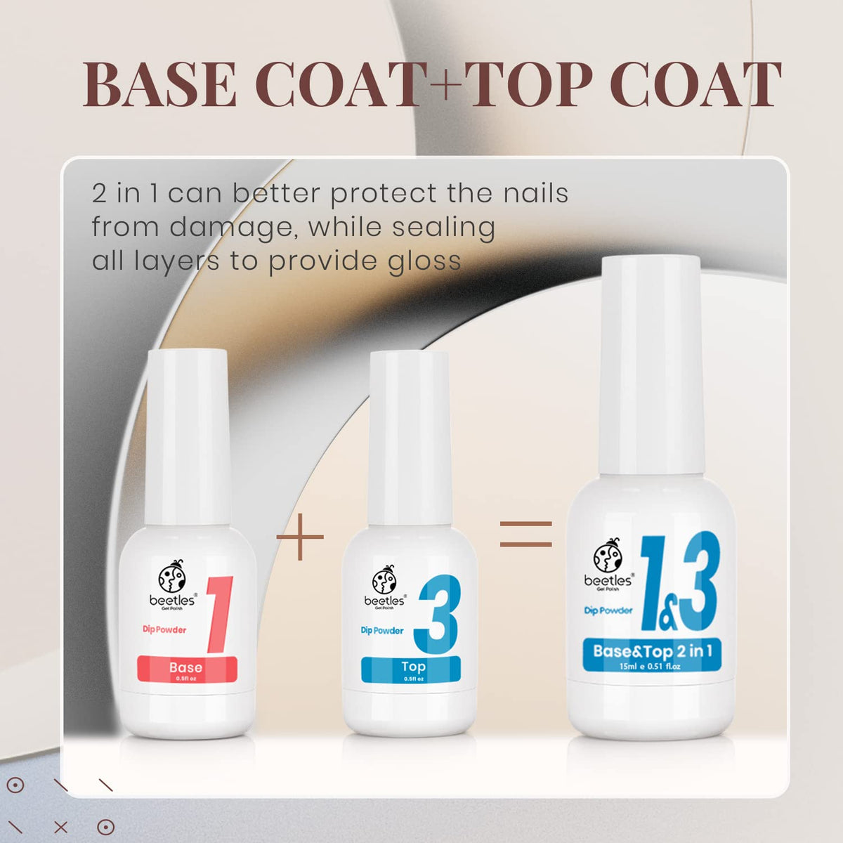Beetles activator bottle label detail, speeds setting for durable dip finishes
