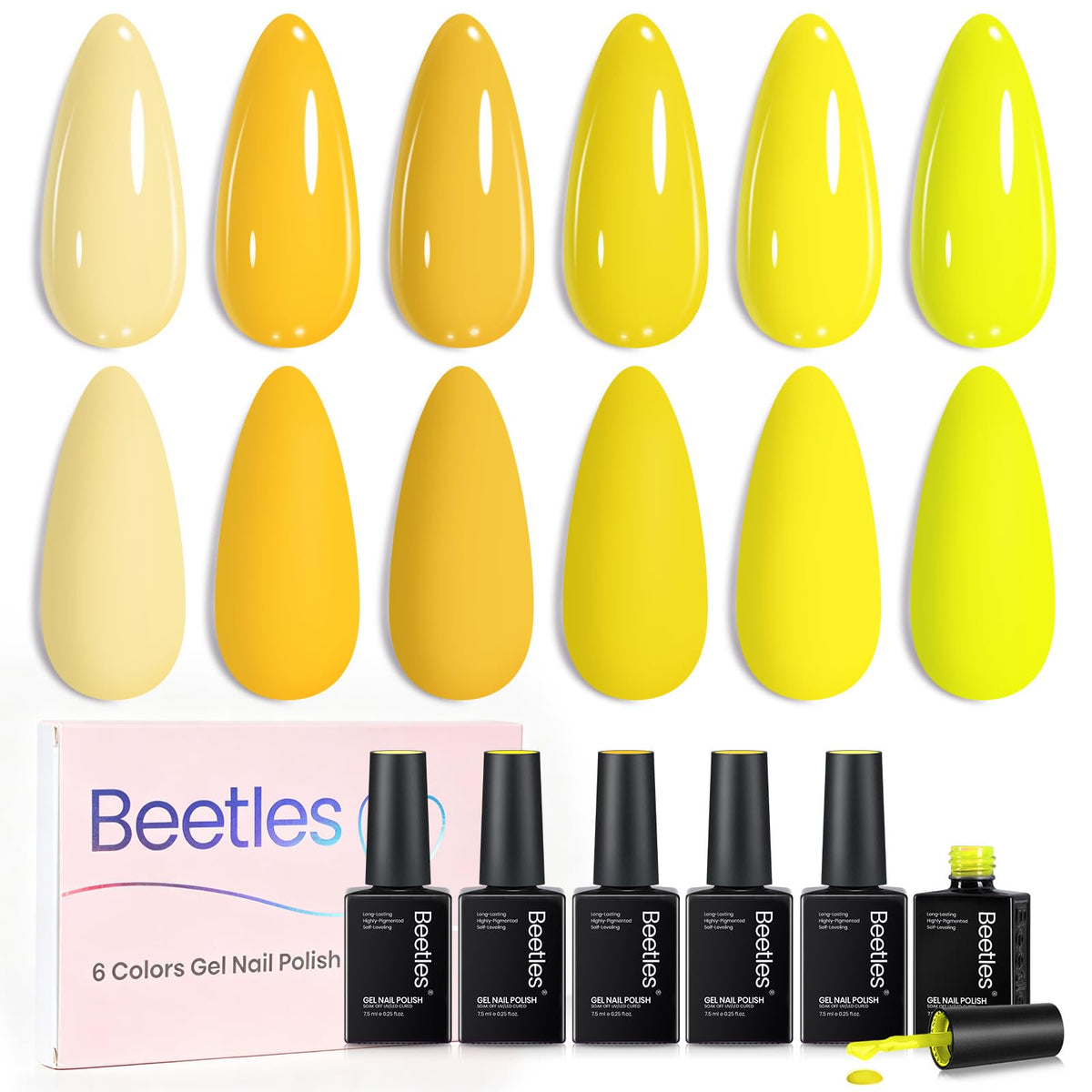 beetles front packaging showing six yellow bottles and kit benefits