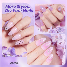 beetles swatch gradient on nail tips showing layered amethyst effect