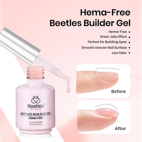 Beetles brush applying builder gel to tip for precise extension control
