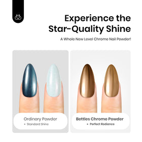 beetles brush applying powder to nail, precise tool for even mirror finish