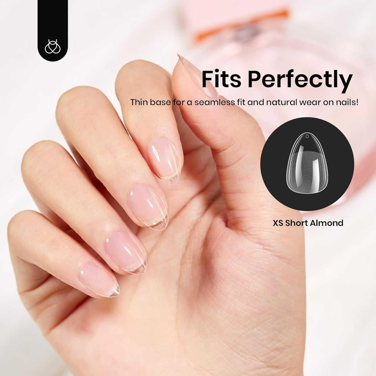 beetles application in hand demonstrating quick press-on use for easy manicures