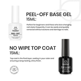 beetles applying base coat to natural nail, brand enabling neat at-home application