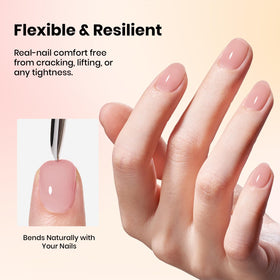 Beetles base gel applied on a natural nail demonstrating buildable structure