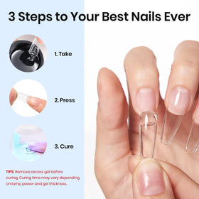 beetles application of gel under press-on nail showing secure placement benefit