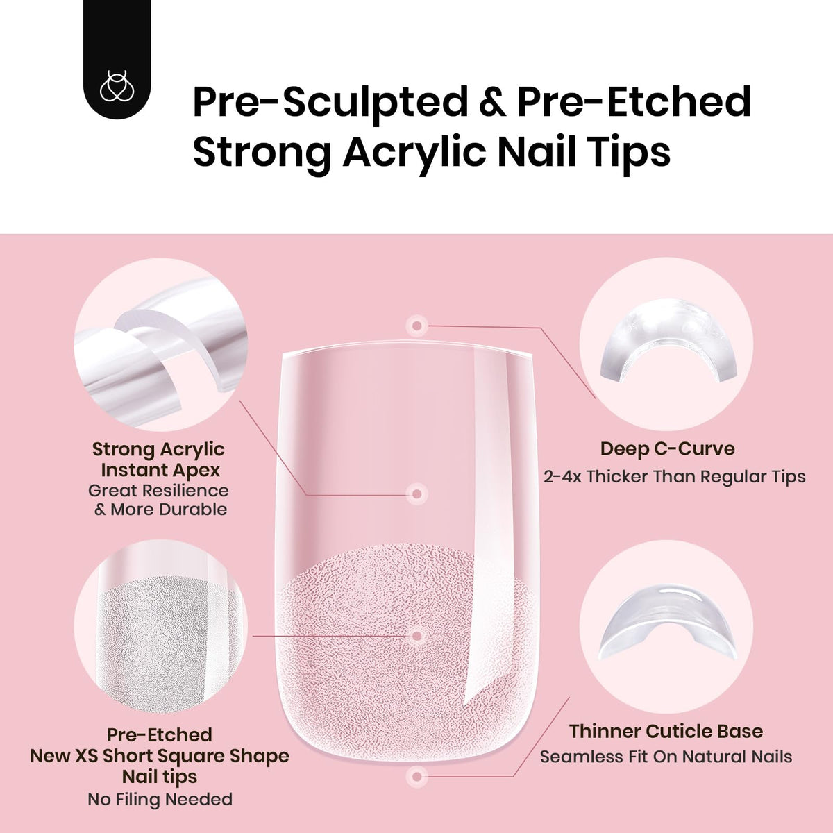 Beetles tips applied on natural nails showing instant polished extensions