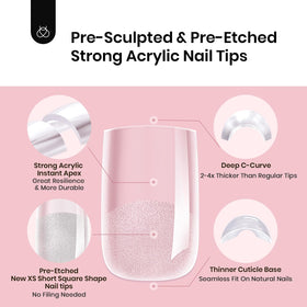 Beetles tips applied on natural nails showing instant polished extensions