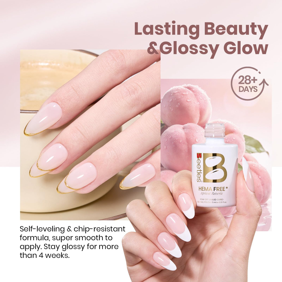 Beetles used in French manicure style demonstrating versatility and subtle contrast