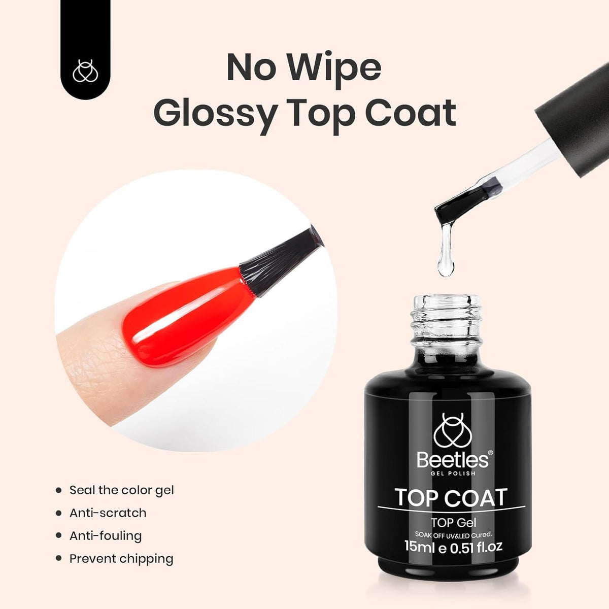 Beetles Gel Polish base coat brush close-up for easy thin application