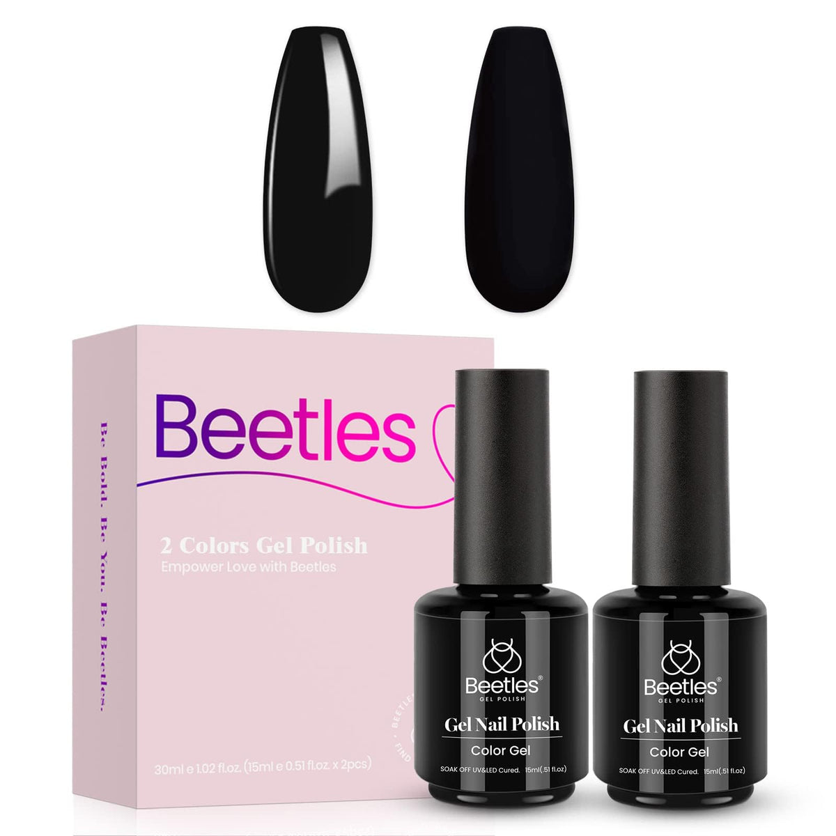 beetles black manicure process setup showing cured nails and lamp benefits