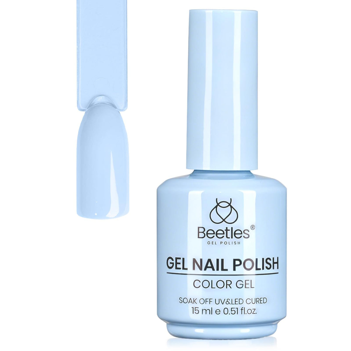 Beetles blue gel with nail art decal detail showing compatibility for layered designs