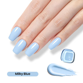 Beetles brush strokes of blue gel showing creamy texture and smooth application