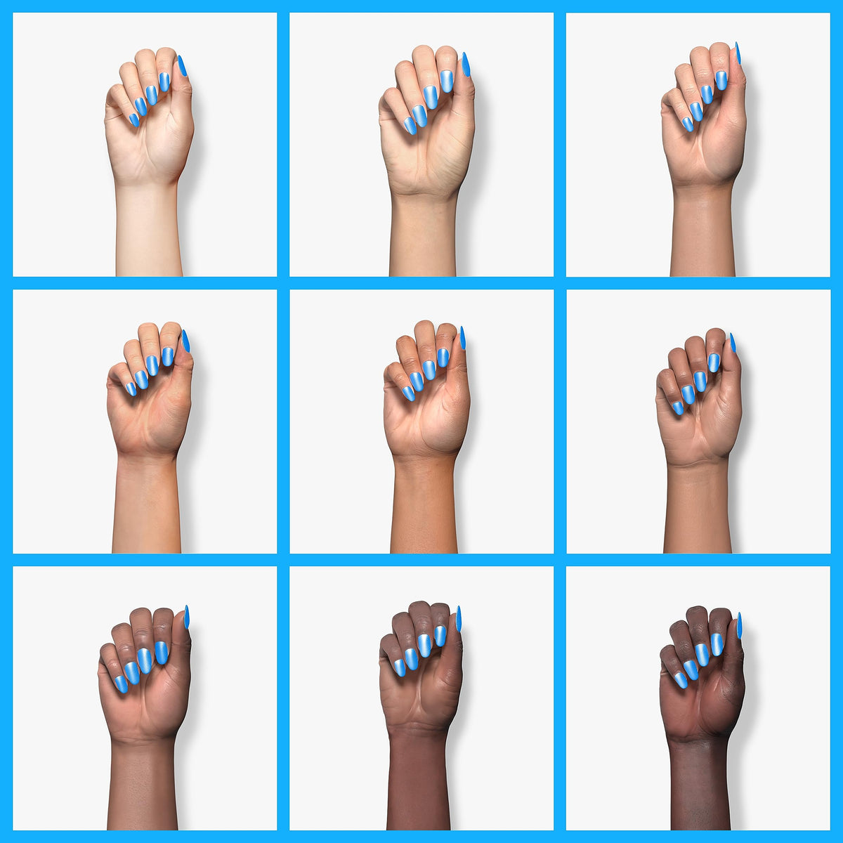beetles Gel Polish applied on model nails in studio lighting for salon finish