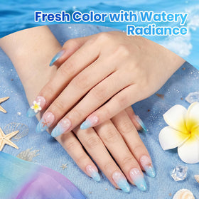 Beetles Gel Polish swatch wheel with six blue shades ideal for gradient designs