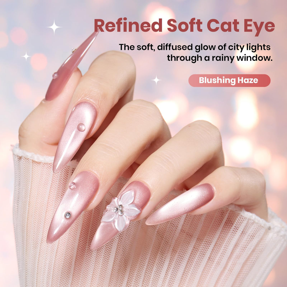 Beetles cat eye magnet held above wet polish showing stripe formation benefit