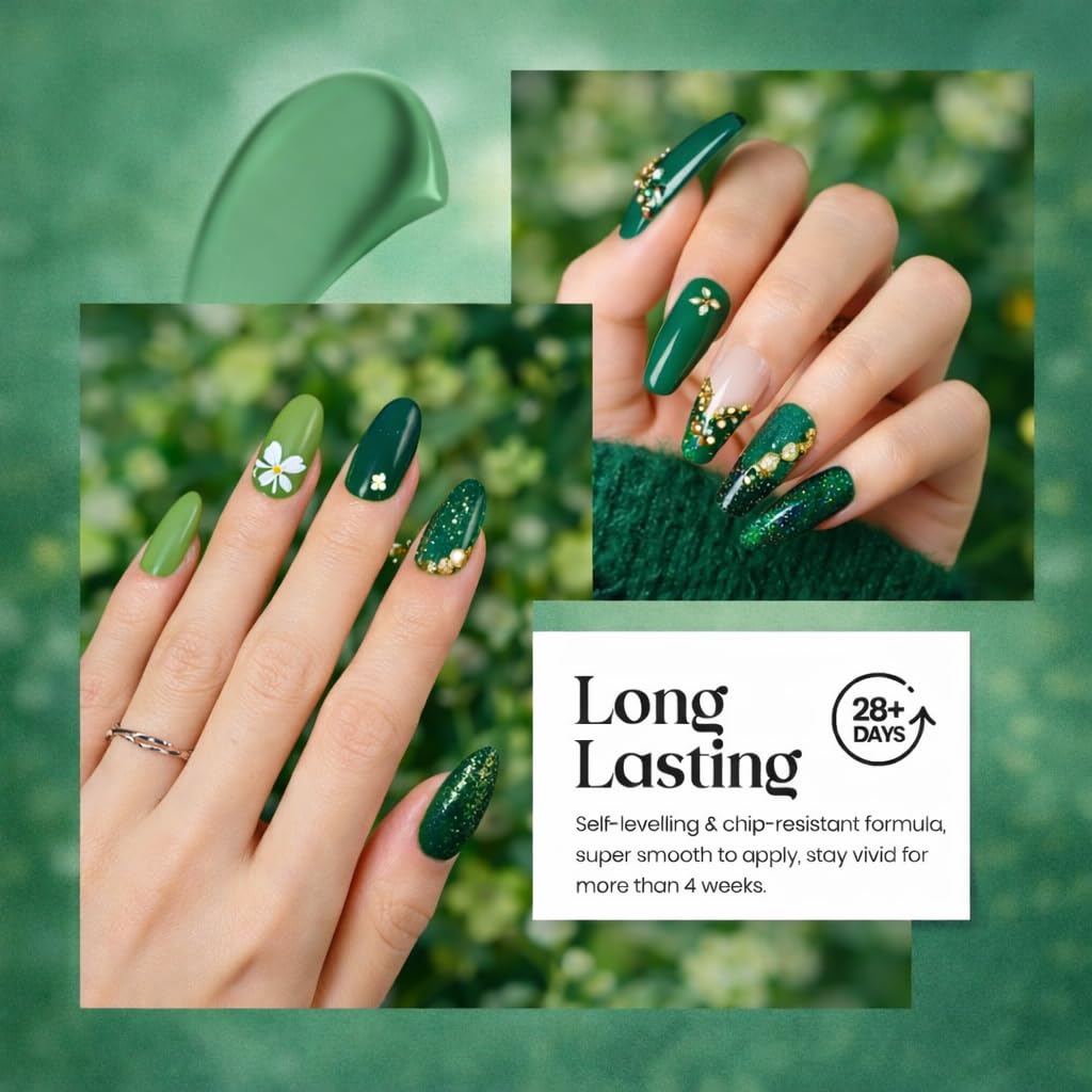 beetles bottle close-up avocado green polish highlighting smooth brush and pigment