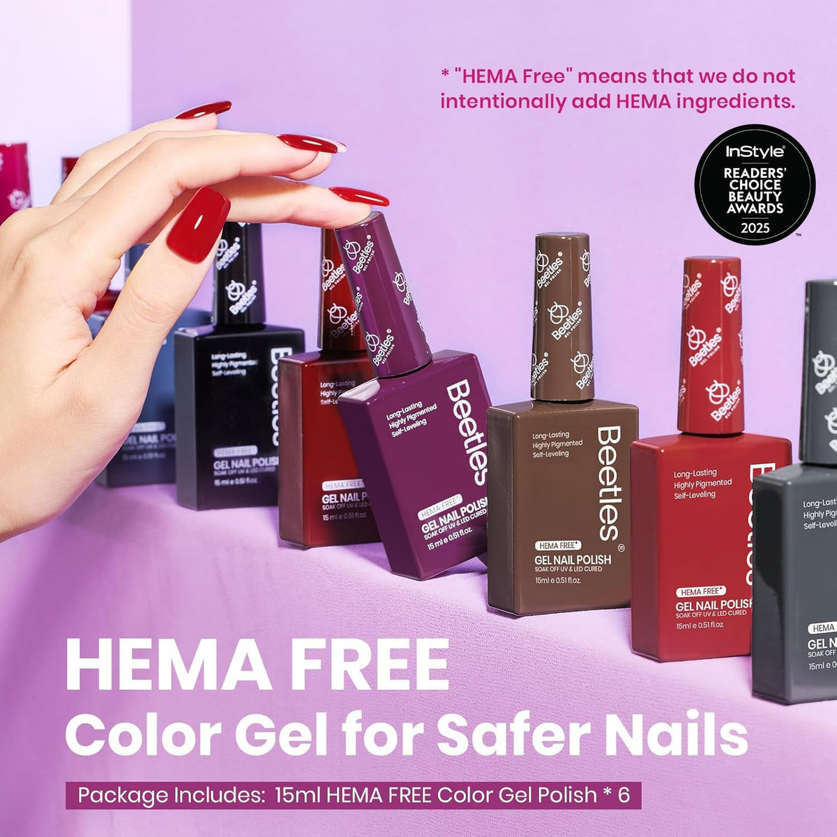 beetles gel polish bottle closeup with brush showing smooth pigmented formula