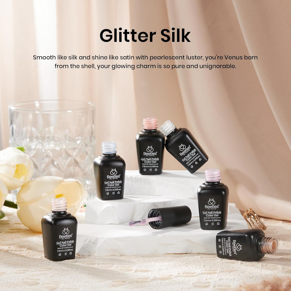 beetles bottle close-up highlighting pearl shimmer for luminous color payoff