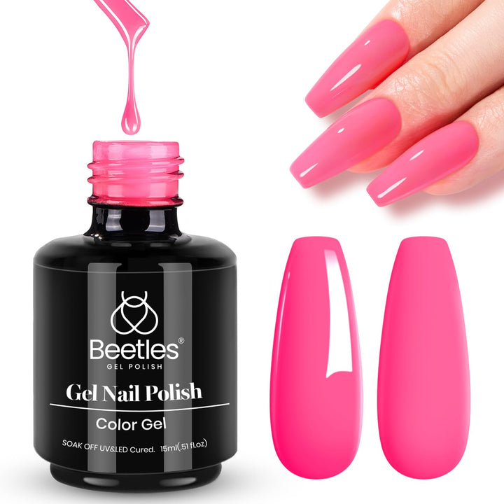 beetles bottle front label showing neon pink color and brand clarity