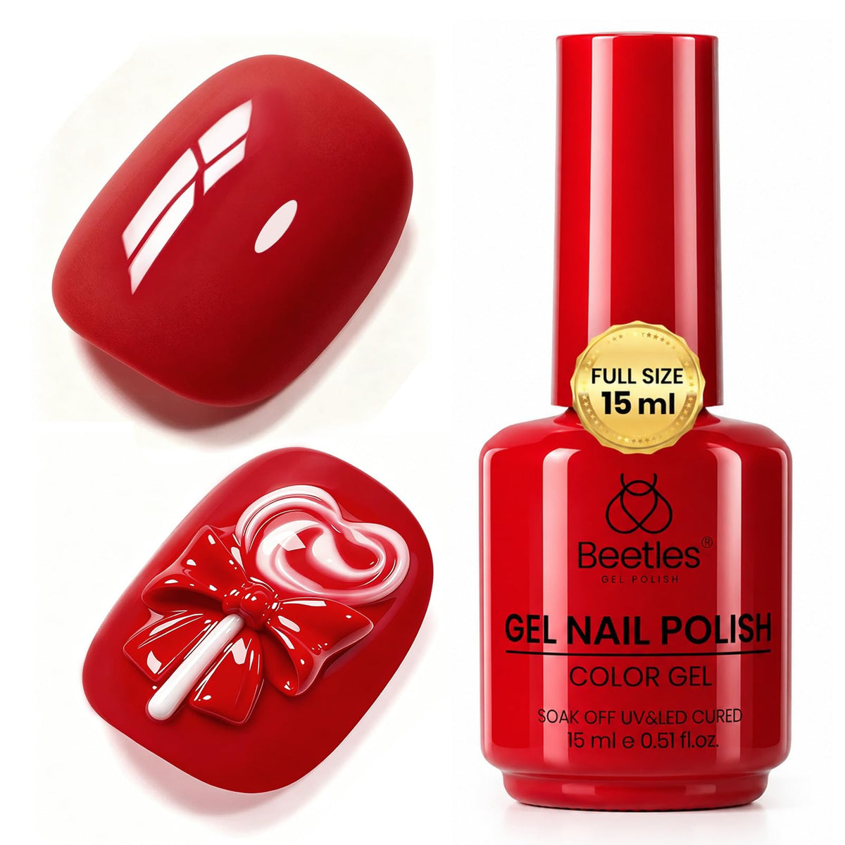 beetles bottle front showing classic red for elegant manicures