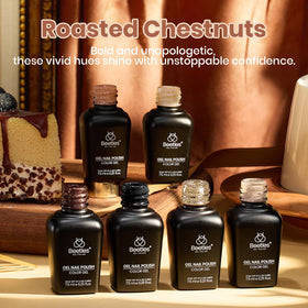beetles color swatch array of six nude brown shades demonstrating wearable tones and easy pairing