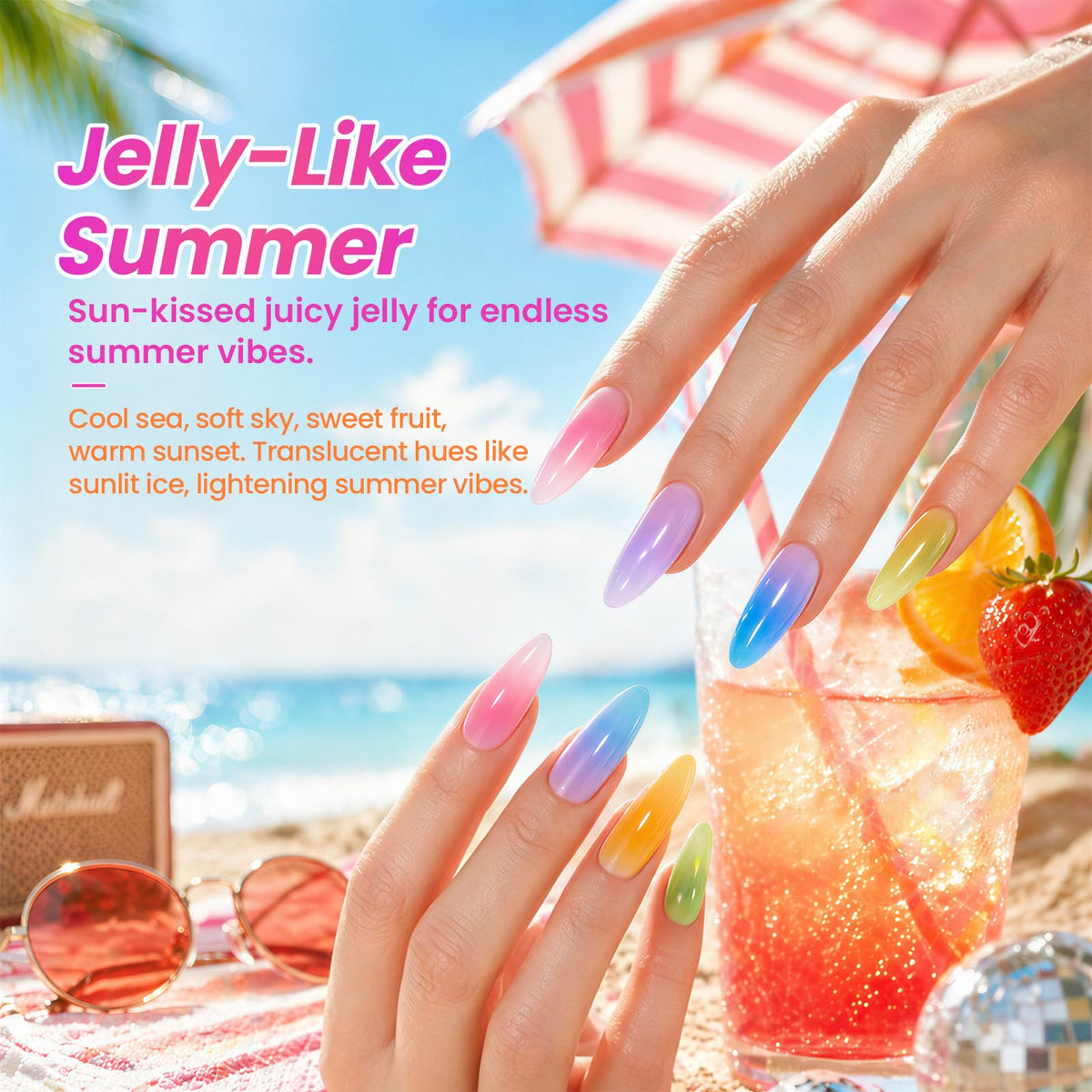 beetles brush stroke on nail tip demonstrating translucent buildable coverage