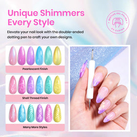 Beetles brush stroke swatch on nail tip demonstrating shimmer and swirl effect