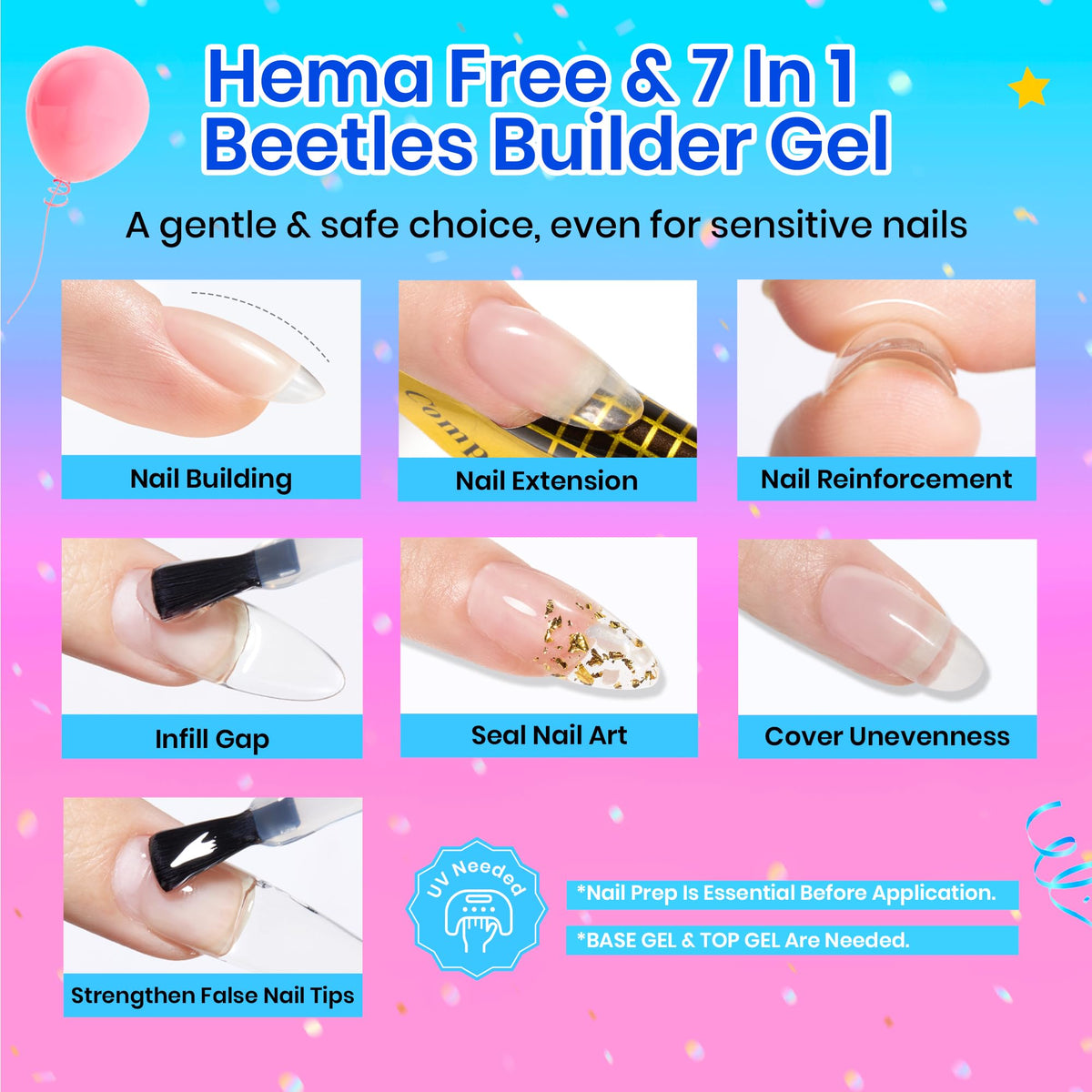 beetles builder gel apex demo on nail highlighting added strength and natural arch