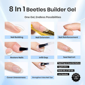 beetles builder gel application on nail tip showing how the gel builds structure and supports extensions