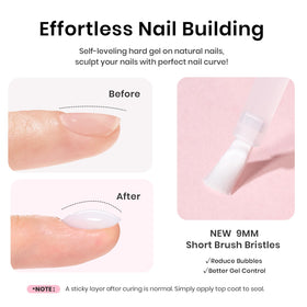beetles builder gel applied on nail extensions showing natural milky finish benefit