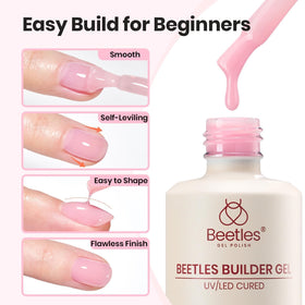 beetles builder gel brush and two bottles detailed view for precise control